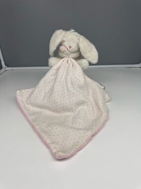George Brand Plush Bunny Rabbit Baby Lovey with Pink Polka-Dot Pattern. NWT